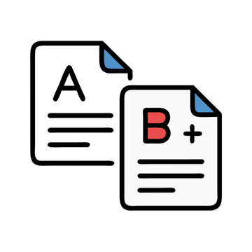A/B Test Document Icon Representing Comparison and Data Analysis