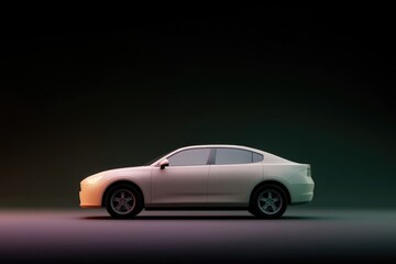 Fototapeta premium sleek futuristic electric car silhouette stands isolated against vibrant neon color background