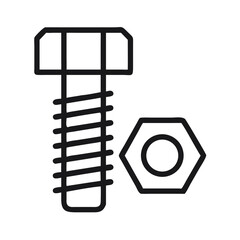 Bolt and Nut Icon Representing Car Assembly Parts and Vehicle Construction