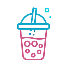 Bubble Tea Cup Icon Representing Cold Boba Drink and Refreshing Beverage