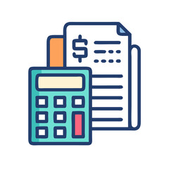 Calculator with Bill Icon Representing Financial Management and Expense Calculation