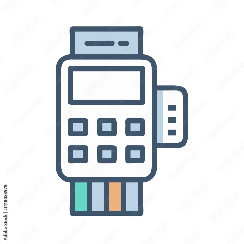 Poster Card Reader Device Icon Representing Digital Payment and Secure Transaction