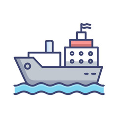 Obraz premium Cargo Ship Icon Representing Maritime Logistics and Global Shipping