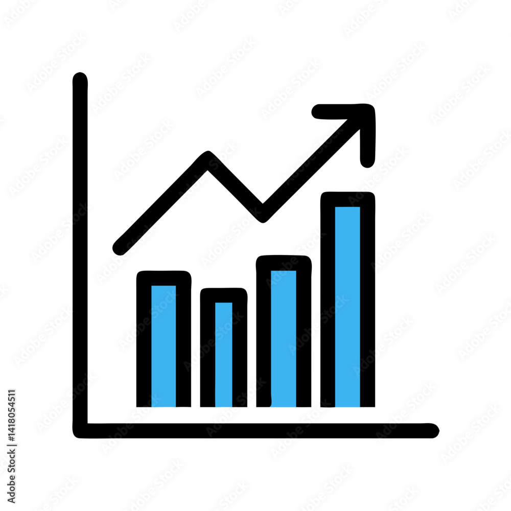 Aufkleber chart with growth bar icon representing business growth and financial performance