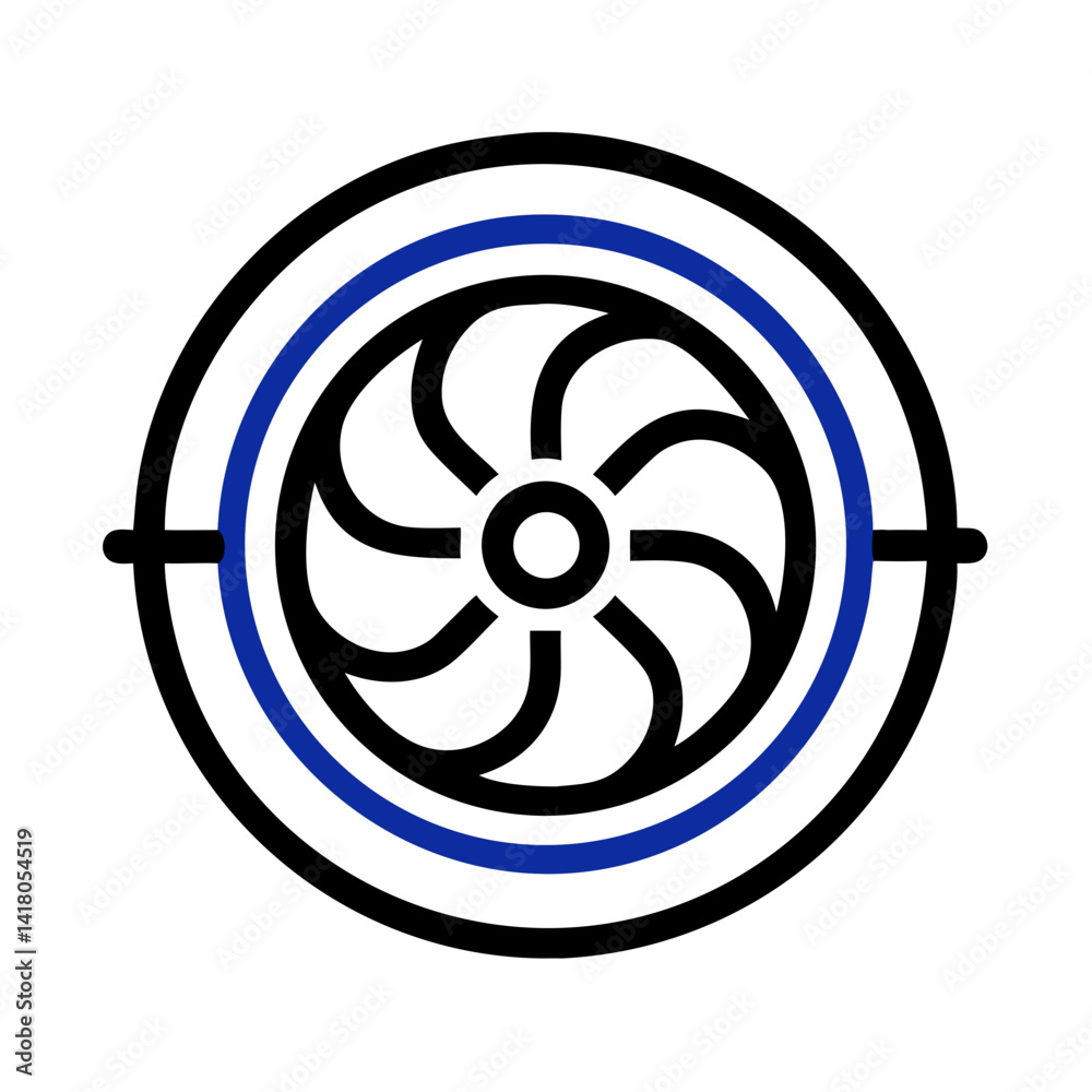 Poster circular cooling fan icon representing internal cooling system and temperature regulation
