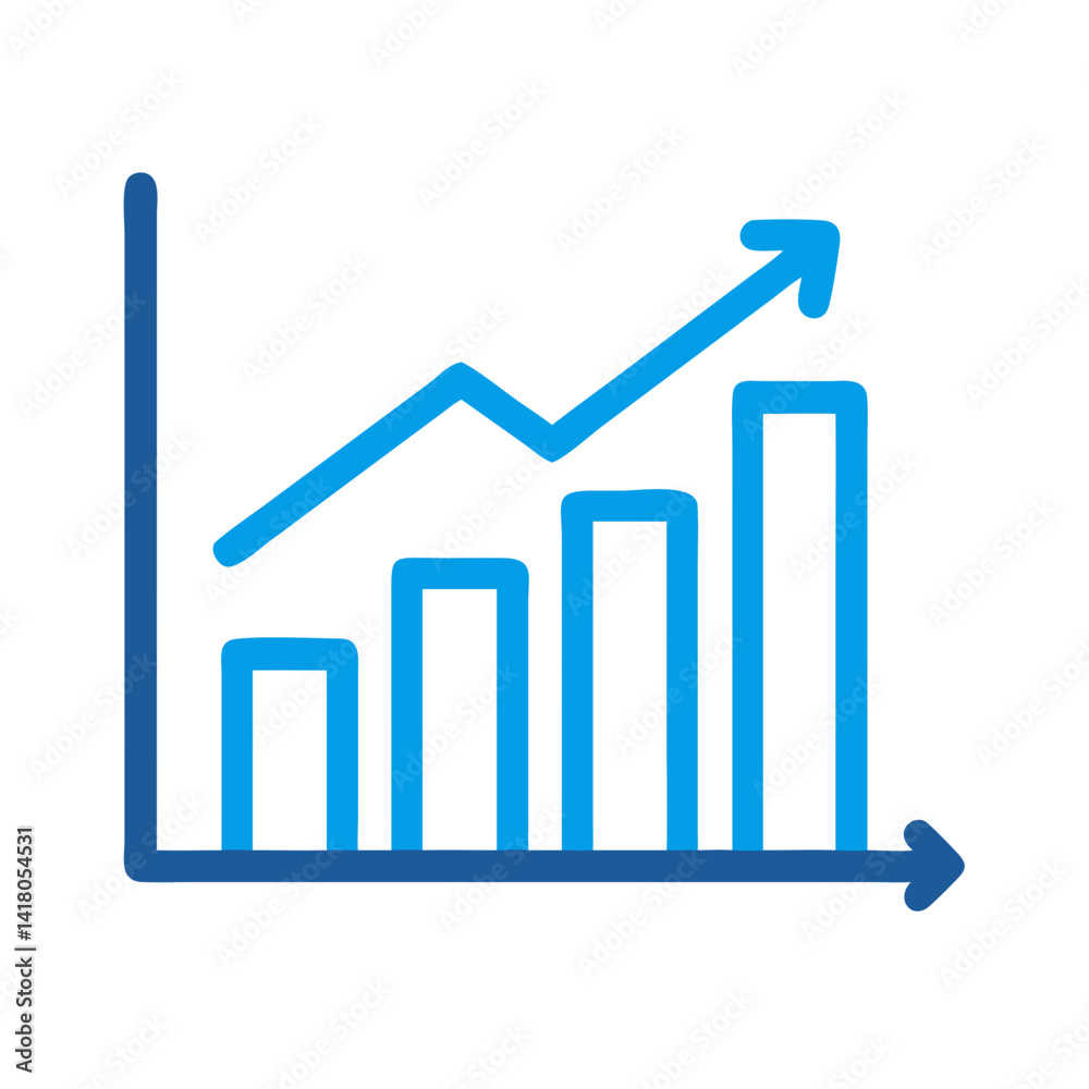 Poster chart with growth bar icon representing business growth and financial performance
