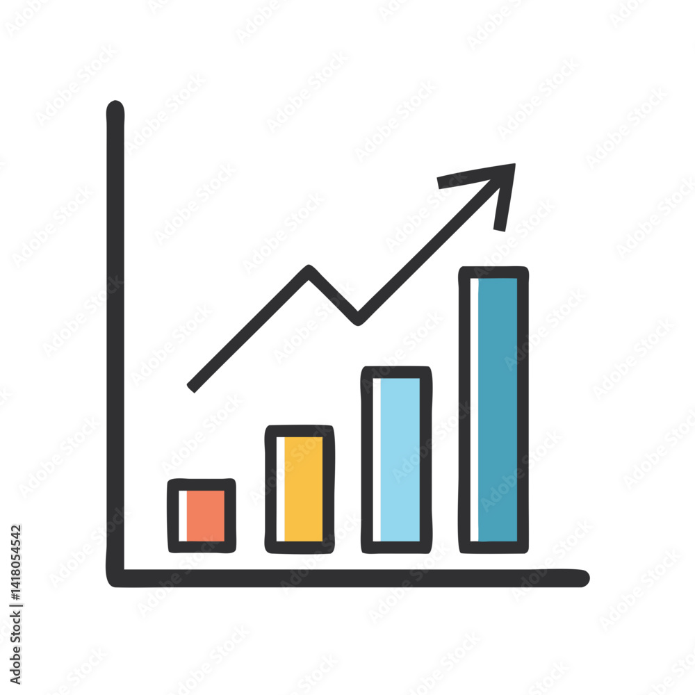 Aufkleber chart with growth bar icon representing business growth and financial performance