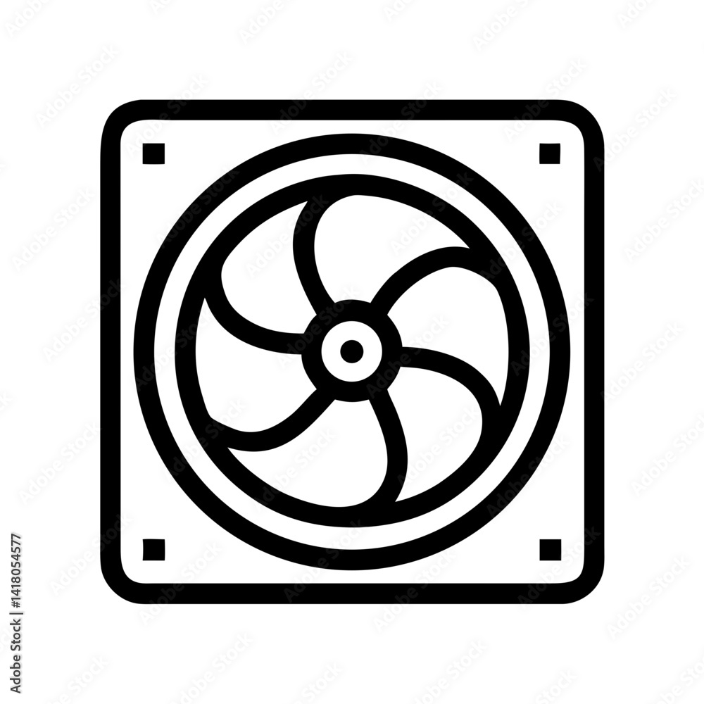 Poster circular cooling fan icon representing internal cooling system and temperature regulation