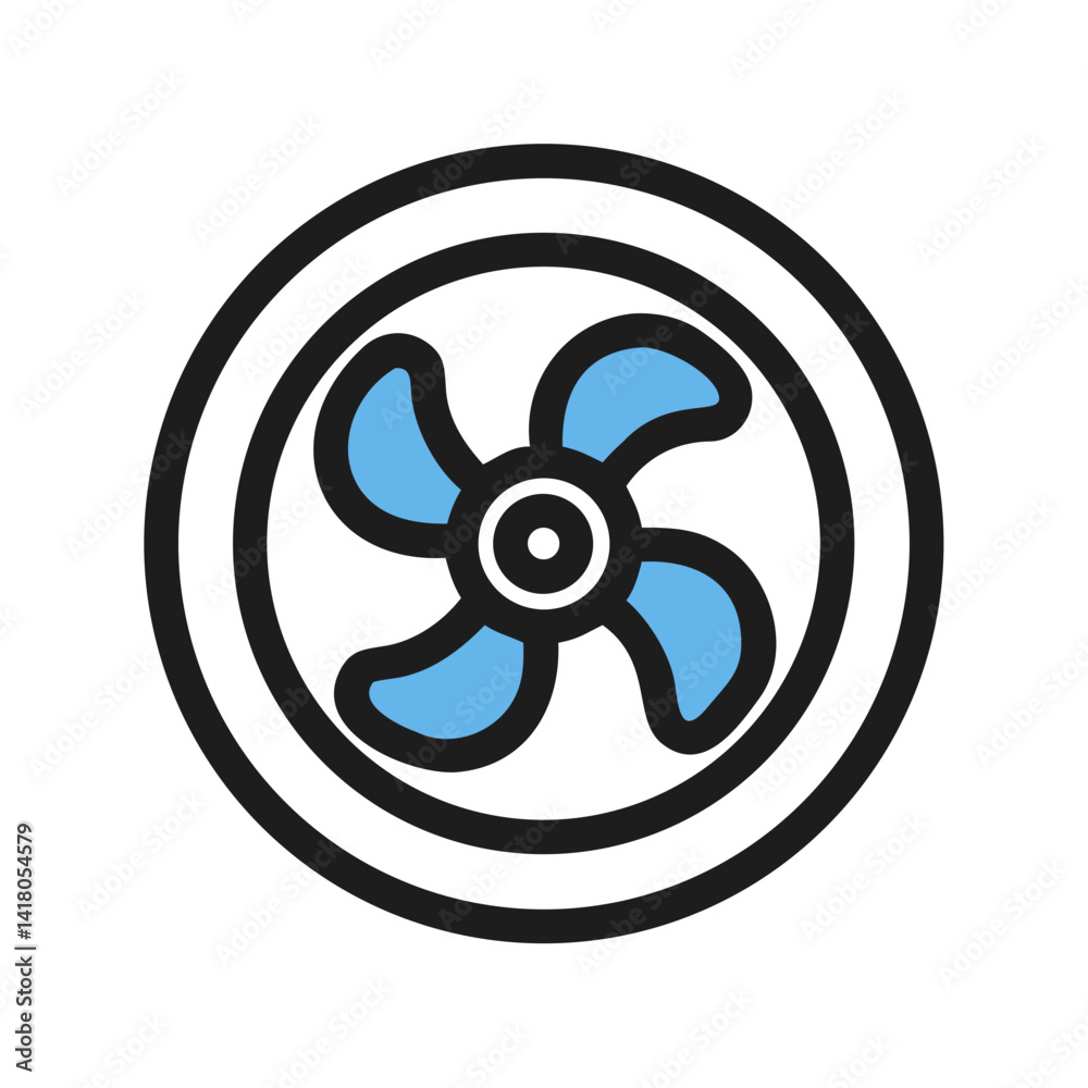 Poster circular cooling fan icon representing internal cooling system and temperature regulation