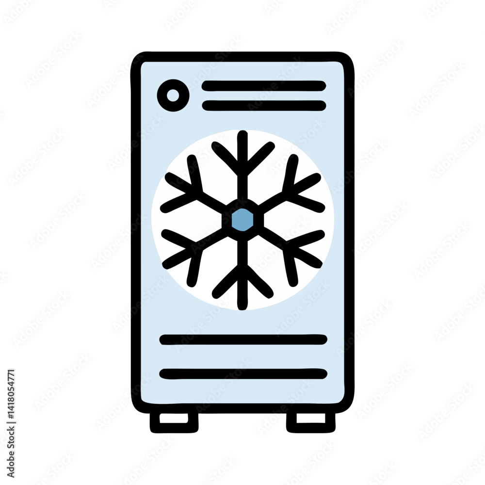 Poster Computer Case with Snowflake Icon Representing Cooling and Thermal Management