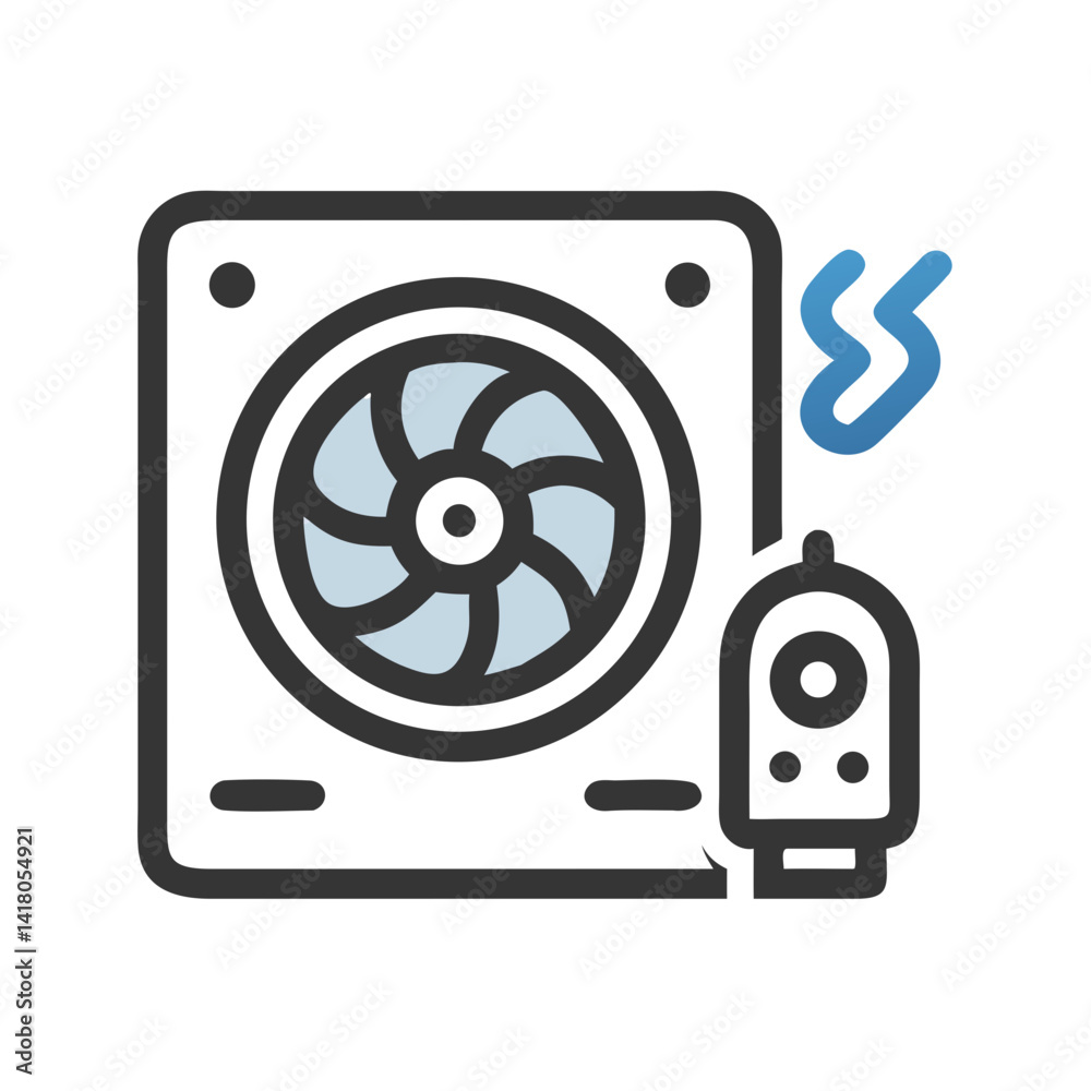 Poster Cooling Fan with Gauge Icon Representing Thermal Management and Temperature Control