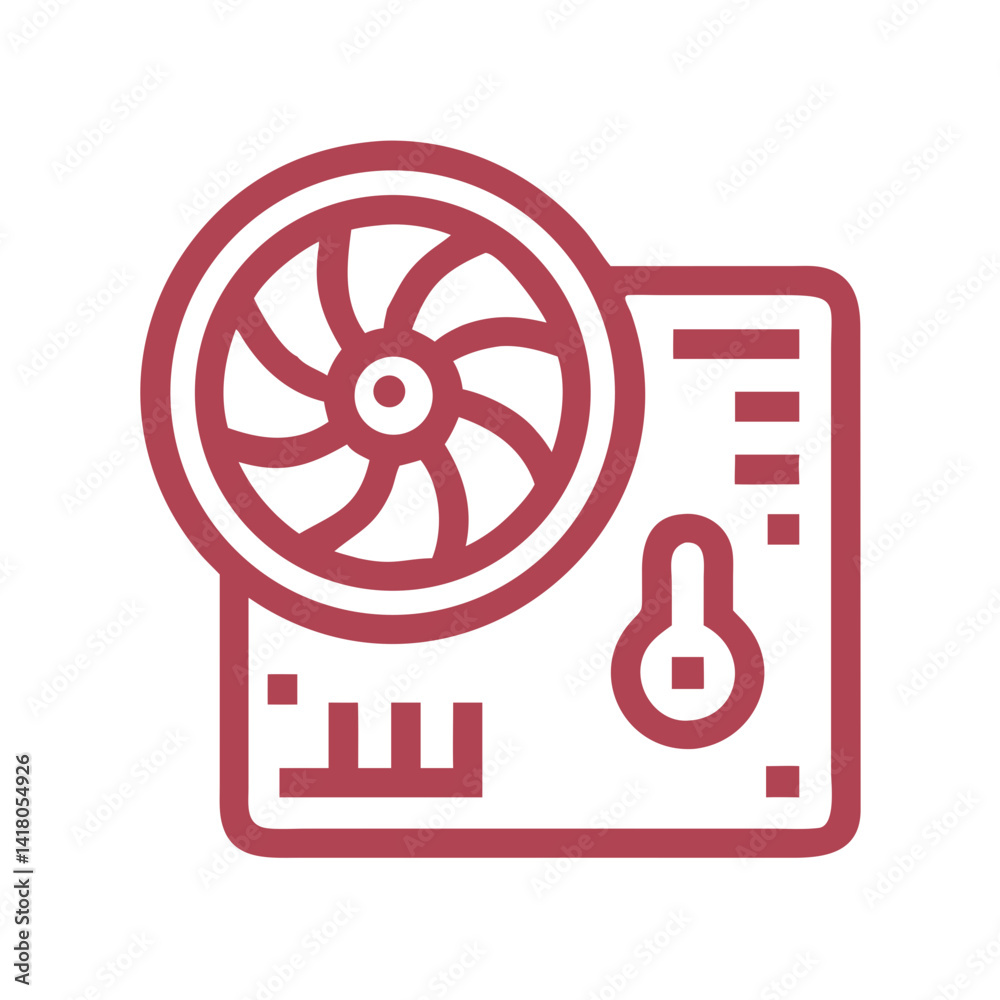 Poster Cooling Fan with Gauge Icon Representing Thermal Management and Temperature Control