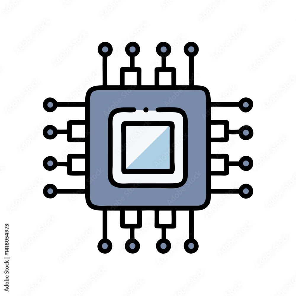 Poster CPU Chip Icon Representing Central Processing Unit and Computing Power