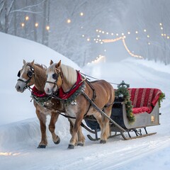 A sleigh ride on white background