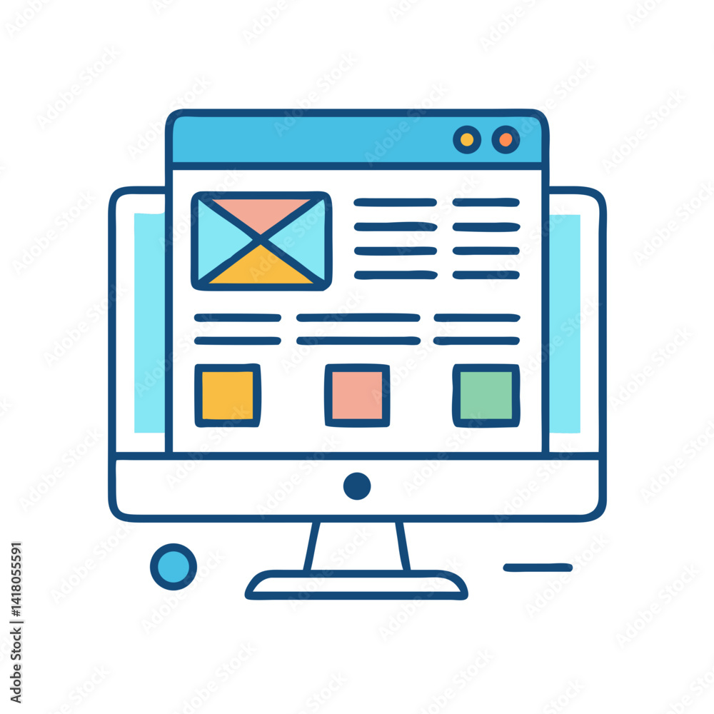 Aufkleber Desktop with UI Elements Icon Representing Web Interface and User Experience