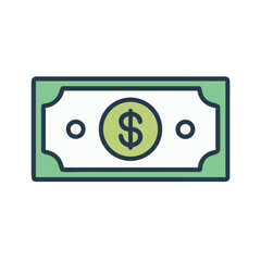 Dollar Bills Icon Representing Payment or Pricing and Financial Transactions