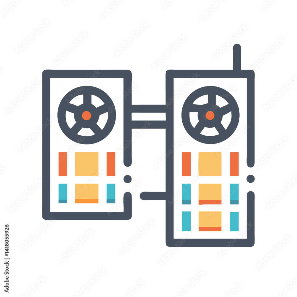 Poster Dual Graphics Cards Icon Representing SLI GPU Setup and High-Performance Gaming