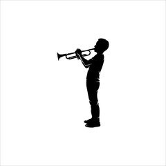 man playing aerophone silhouette