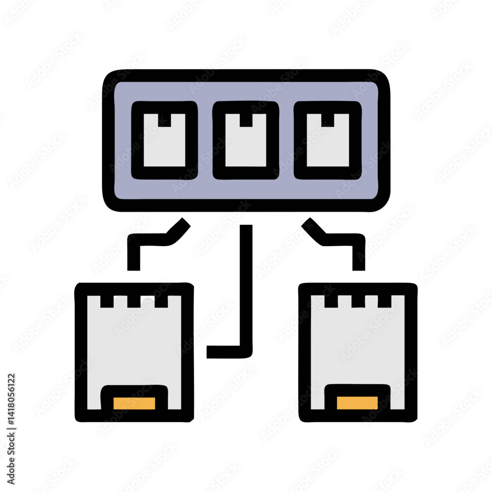 Poster ethernet ports icon representing network connectivity and internet access