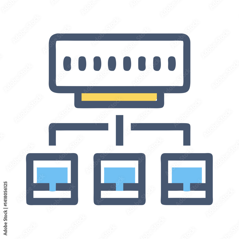 Poster ethernet ports icon representing network connectivity and internet access