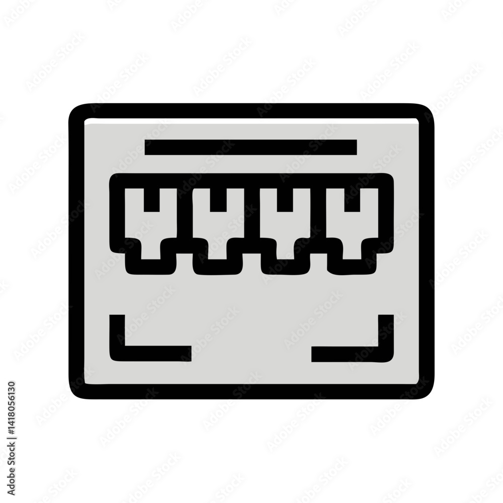 Poster ethernet ports icon representing network connectivity and internet access