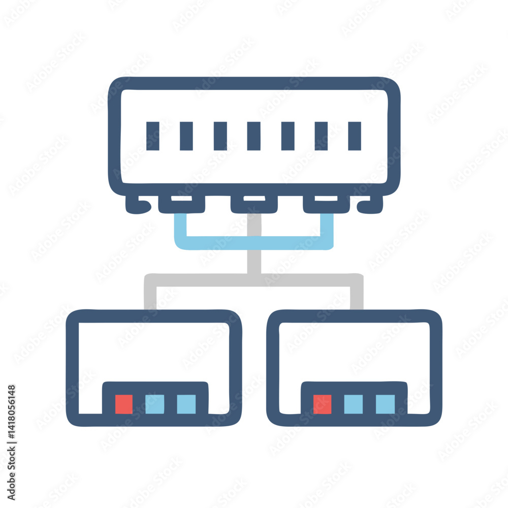 Poster ethernet ports icon representing network connectivity and internet access