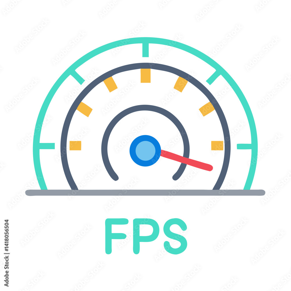 Poster FPS Gauge Icon Representing Frame Rate Performance and Gaming Graphics Quality