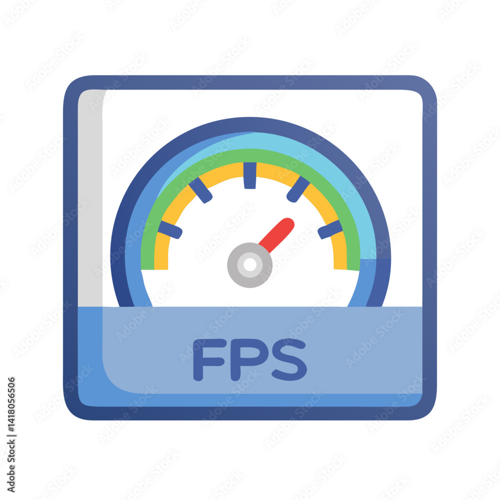 Poster FPS Gauge Icon Representing Frame Rate Performance and Gaming Graphics Quality