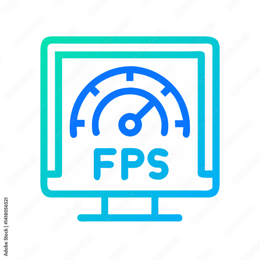 Poster FPS Gauge Icon Representing Frame Rate Performance and Gaming Graphics Quality