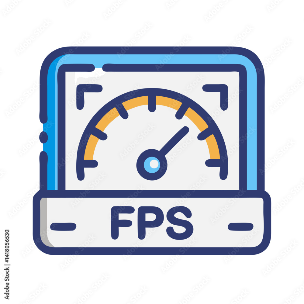 Poster FPS Gauge Icon Representing Frame Rate Performance and Gaming Graphics Quality