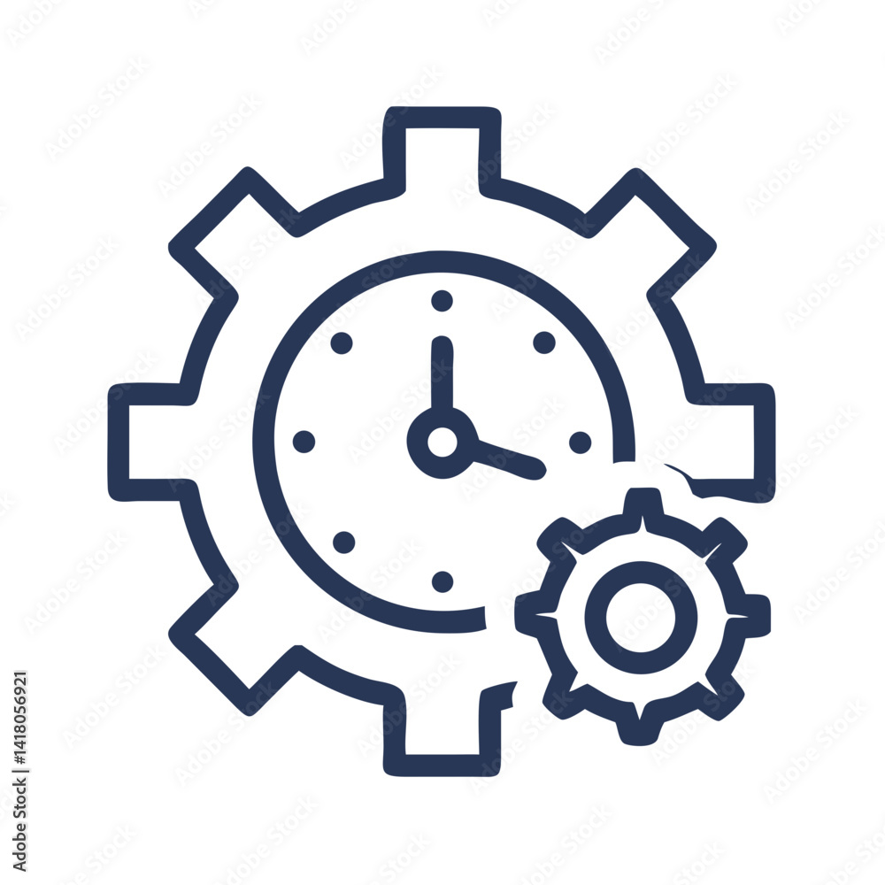 Aufkleber Gear with Stopwatch Icon Representing Time Management and Process Optimization