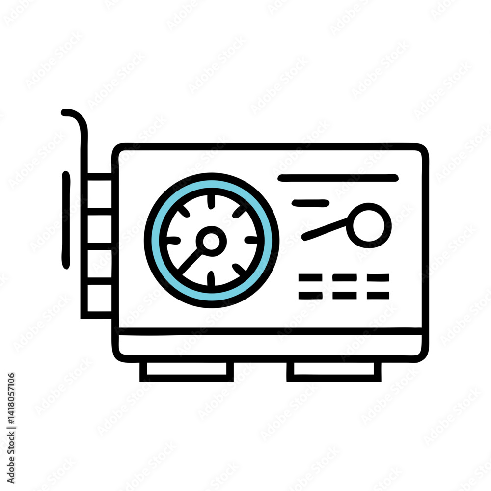 Poster GPU with Gauge Icon Representing Graphics Performance and Real-Time Visual Processing