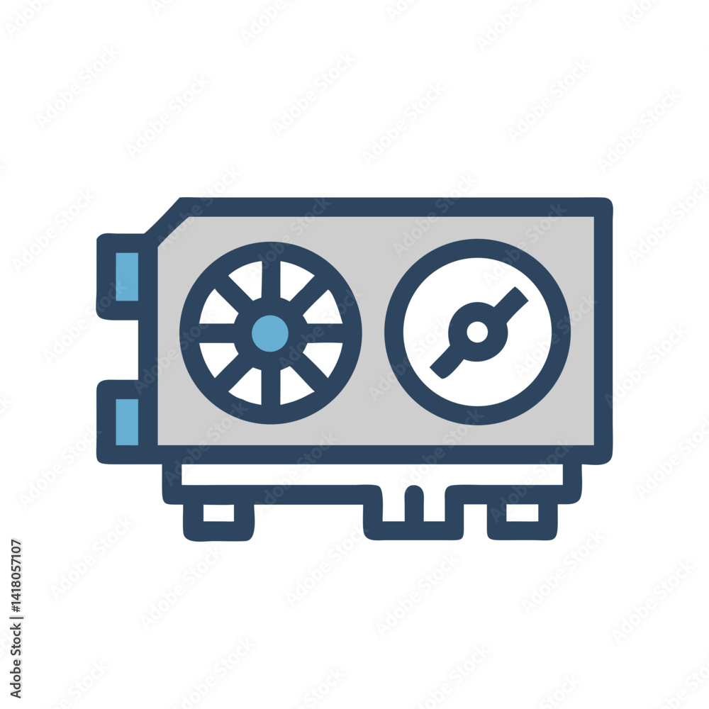 Poster GPU with Gauge Icon Representing Graphics Performance and Real-Time Visual Processing