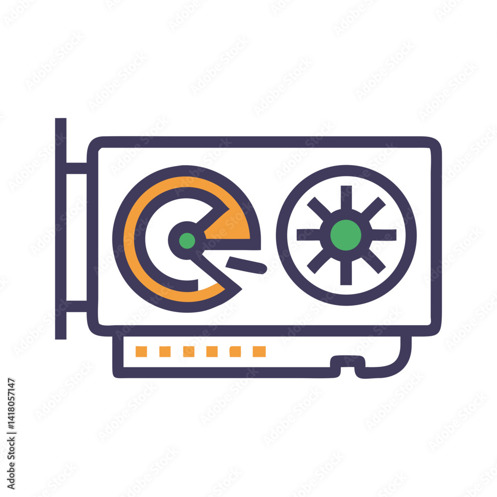 Poster GPU with Gauge Icon Representing Graphics Performance and Real-Time Visual Processing