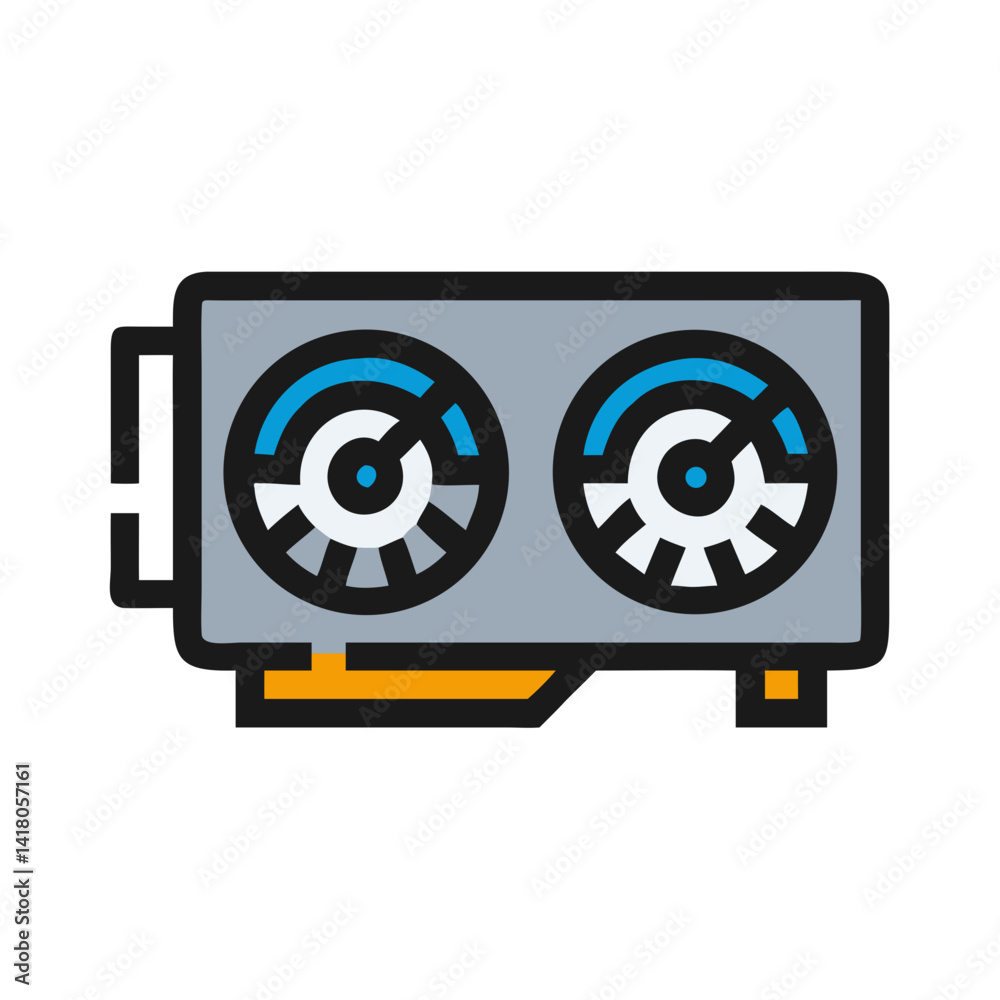 Poster GPU with Gauge Icon Representing Graphics Performance and Real-Time Visual Processing