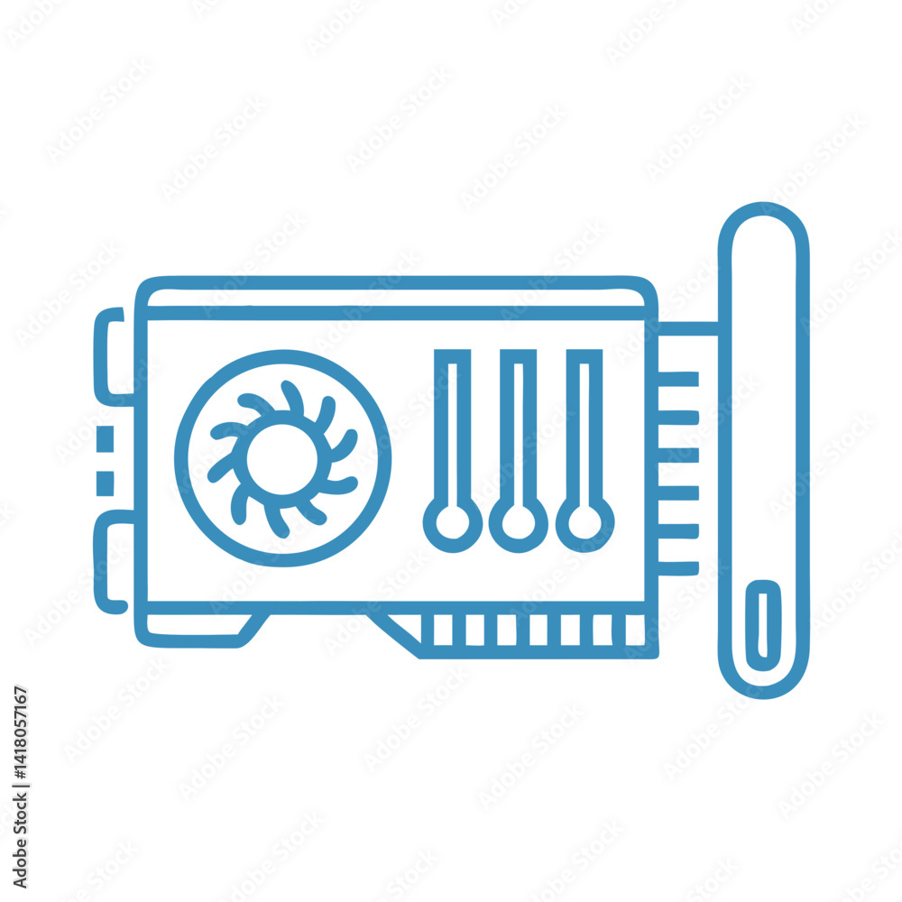 Poster GPU with Thermometer Icon Representing Temperature Monitoring and Graphics Card Cooling