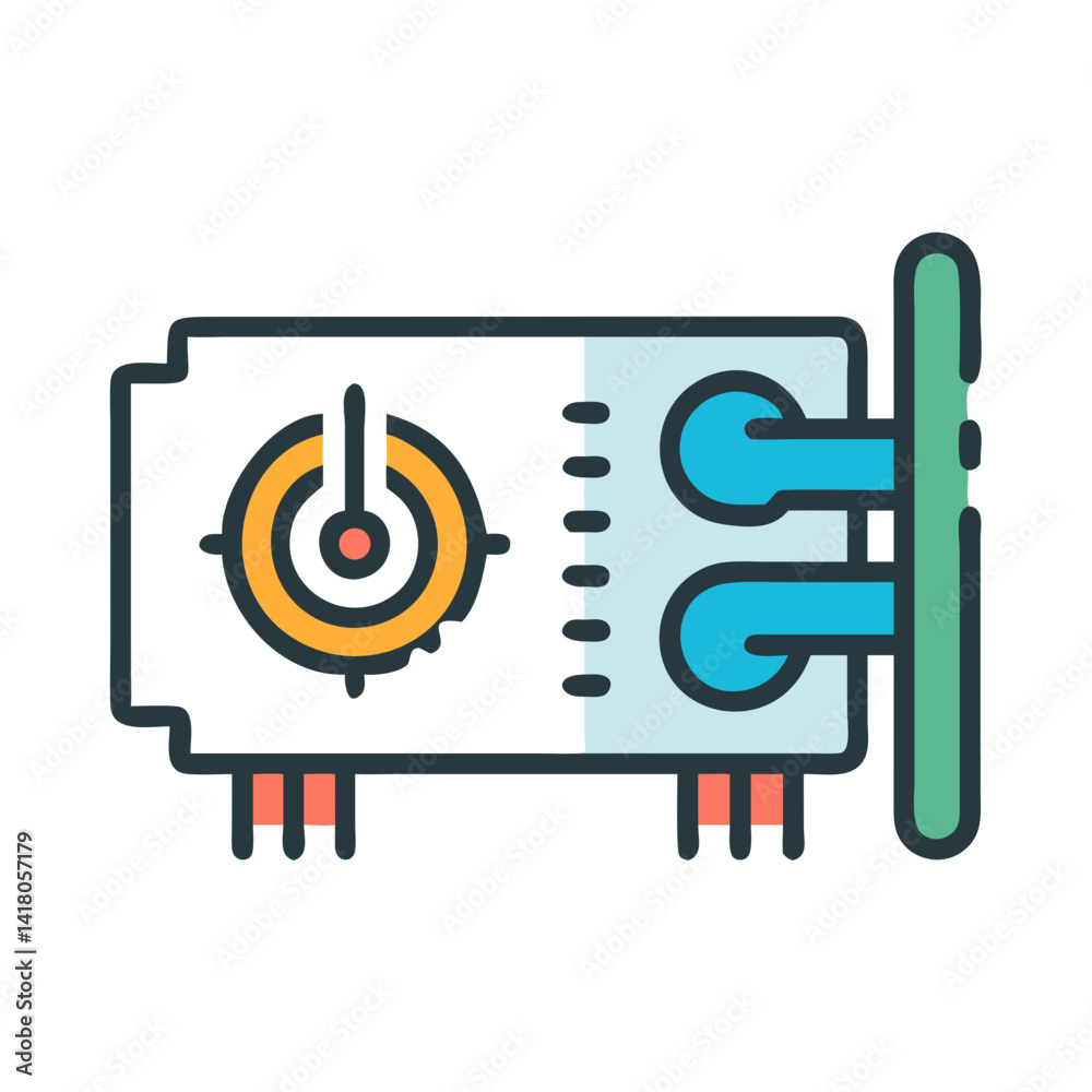 Poster GPU with Thermometer Icon Representing Temperature Monitoring and Graphics Card Cooling