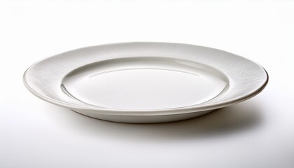 Isolated shot of white empty plate on white background