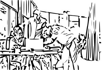 Multicultural professional businesspeople working together on research plan in boardroom.
