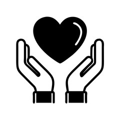 Hands Holding Heart Icon Representing Charity and Compassionate Support