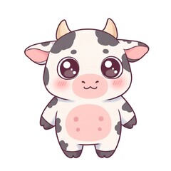 
cute cow character with big eyes isolated