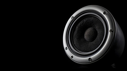 Close Up Dark Gray Speaker On Black Background