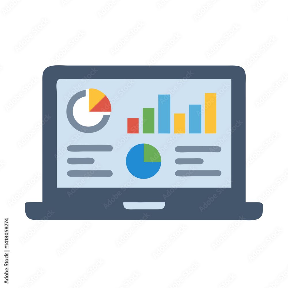 Poster Laptop Screen Icon Representing Business Dashboard and Data Analytics Interface
