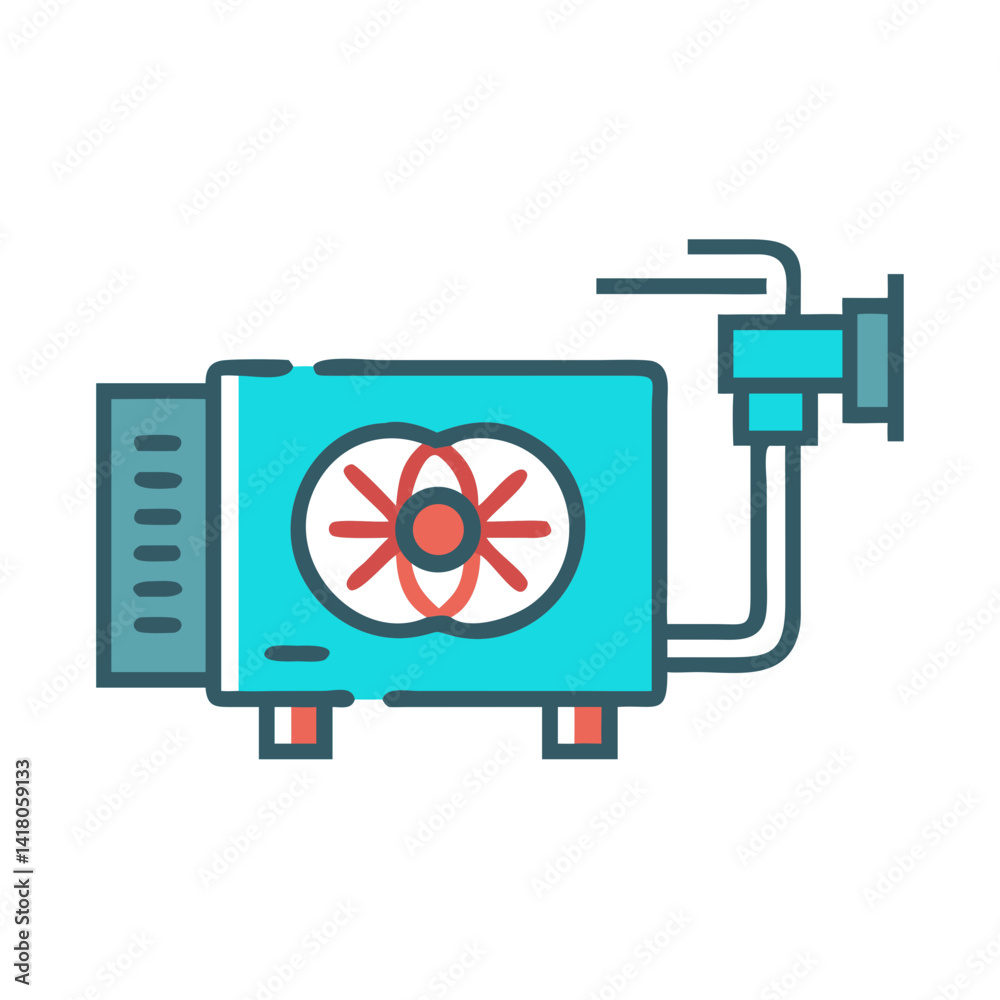 Poster Liquid Cooled GPU Icon Representing Advanced Graphics Cooling and High-Performance Processing