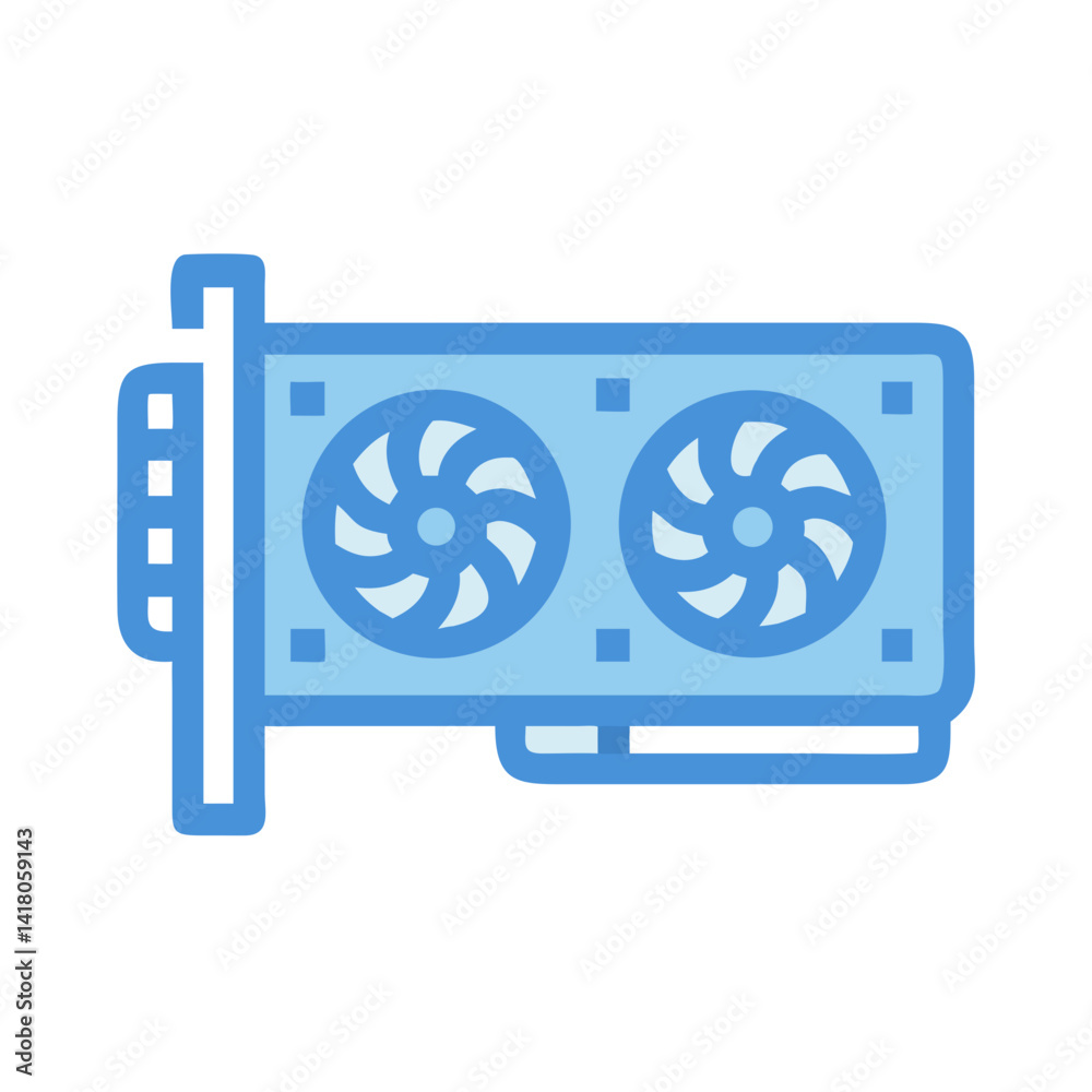 Poster Liquid Cooled GPU Icon Representing Advanced Graphics Cooling and High-Performance Processing