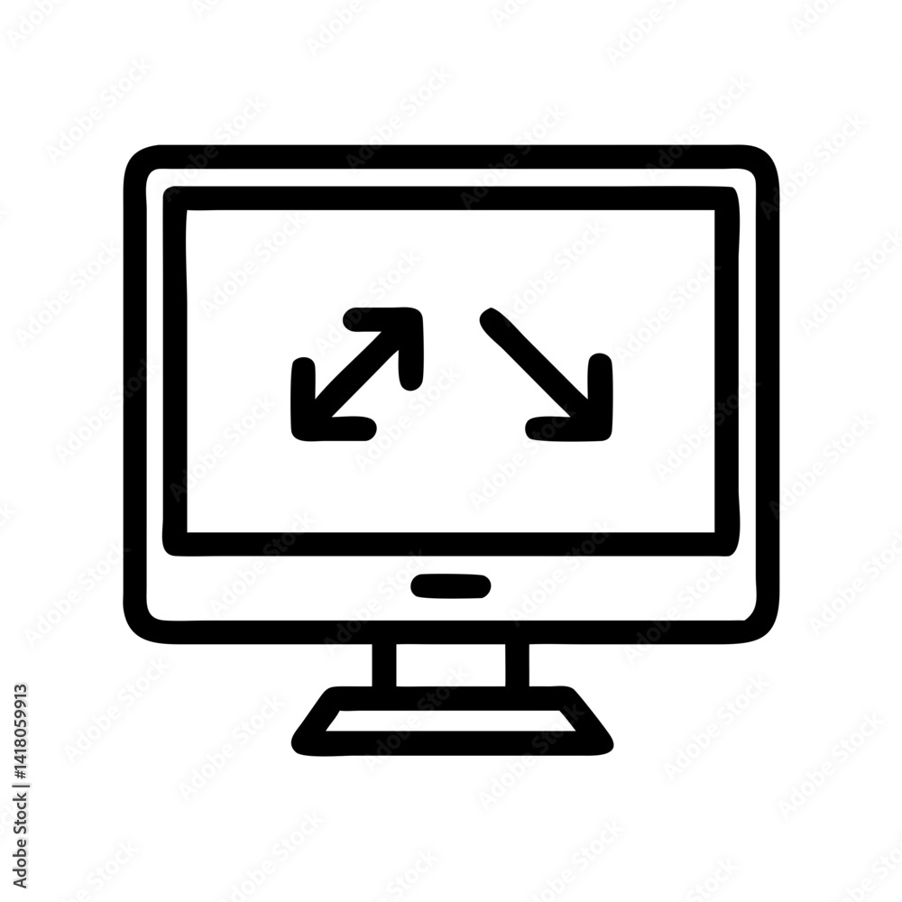 Poster Monitor with Arrows Icon Representing Display Adjustment and Screen Orientation Control