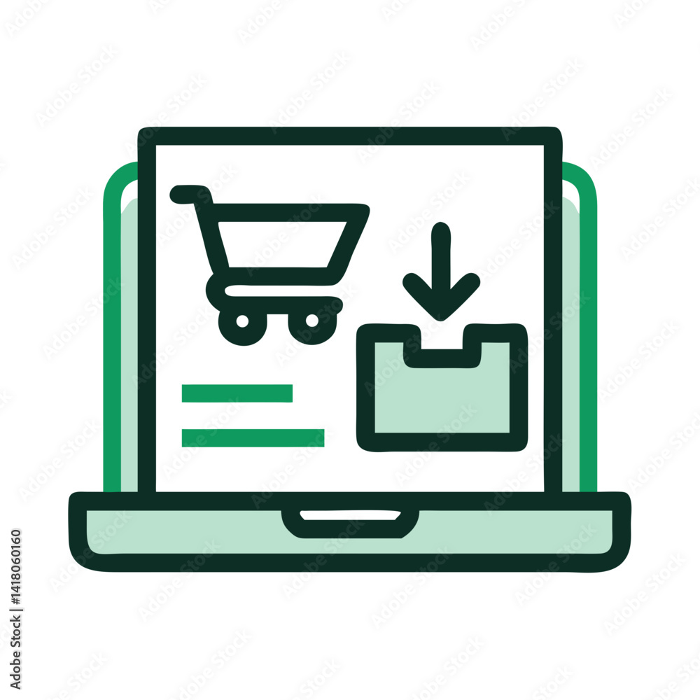 Poster online checkout icon representing e-commerce payment process and digital transaction
