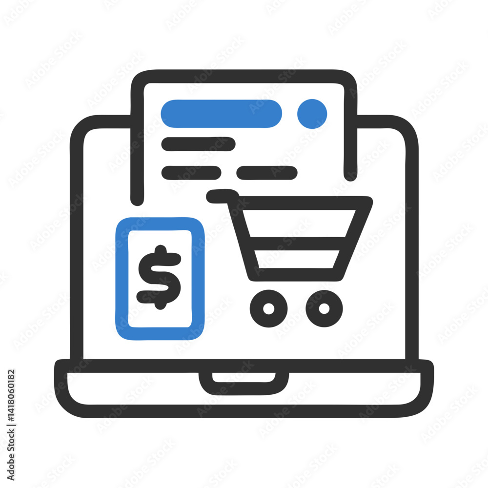 Aufkleber online checkout icon representing e-commerce payment process and digital transaction
