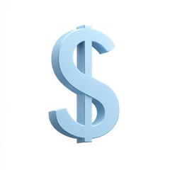 Fototapeta premium Light blue dollar sign isolated on white background