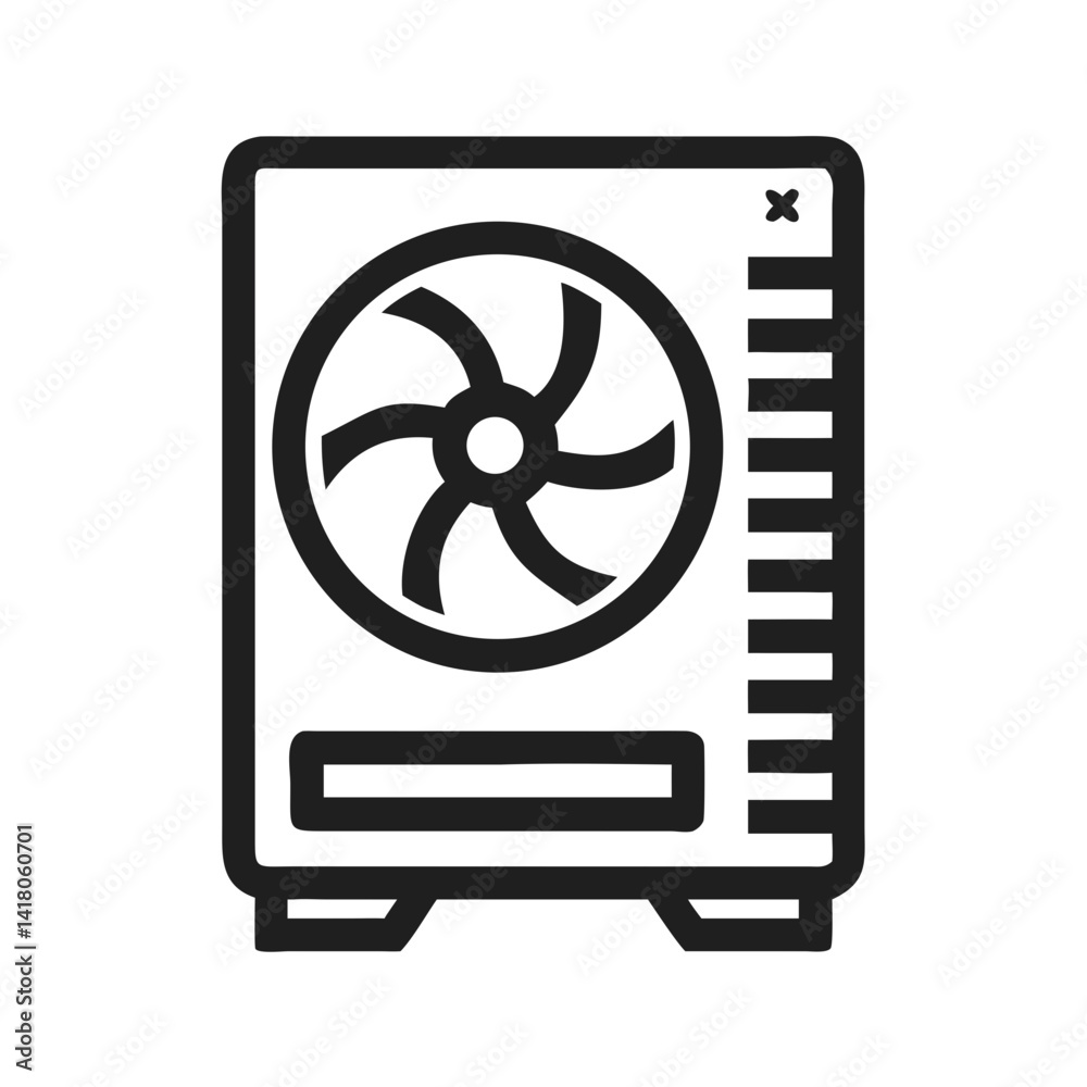Aufkleber pc case with fan icon representing cooling system and thermal management hardware